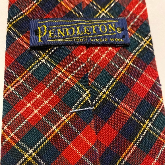 VTG Ugly Christmas Wool Plaid Tie Party Red Greenish Black Novelty w/ Moth Holes - Picture 3 of 12